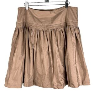 NWOT Gap Beige Tan Silk Midi Pleated Zip Close Skirt Women's Size 14